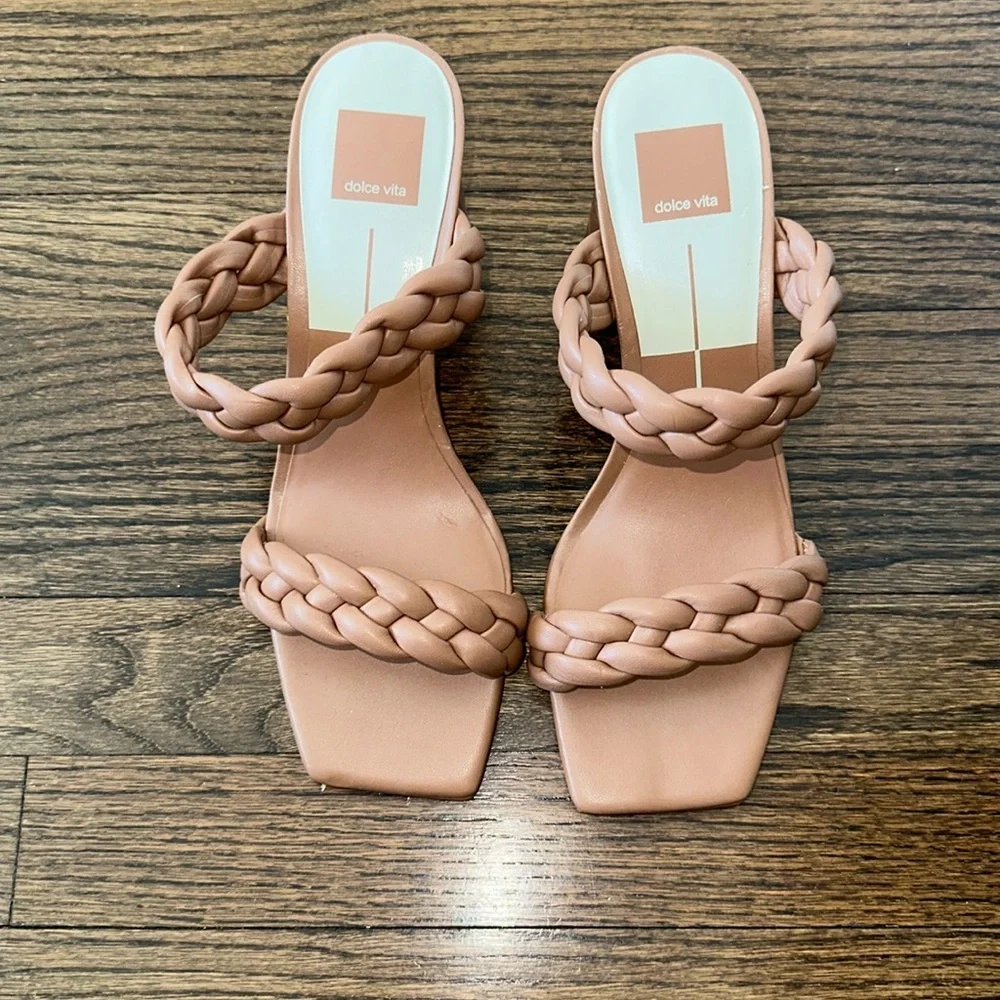 Dolce Vita Neutral Heeled Women’s Slide Dress Braided Rope Strap Sandals Size 10 - Picture 1 of 10